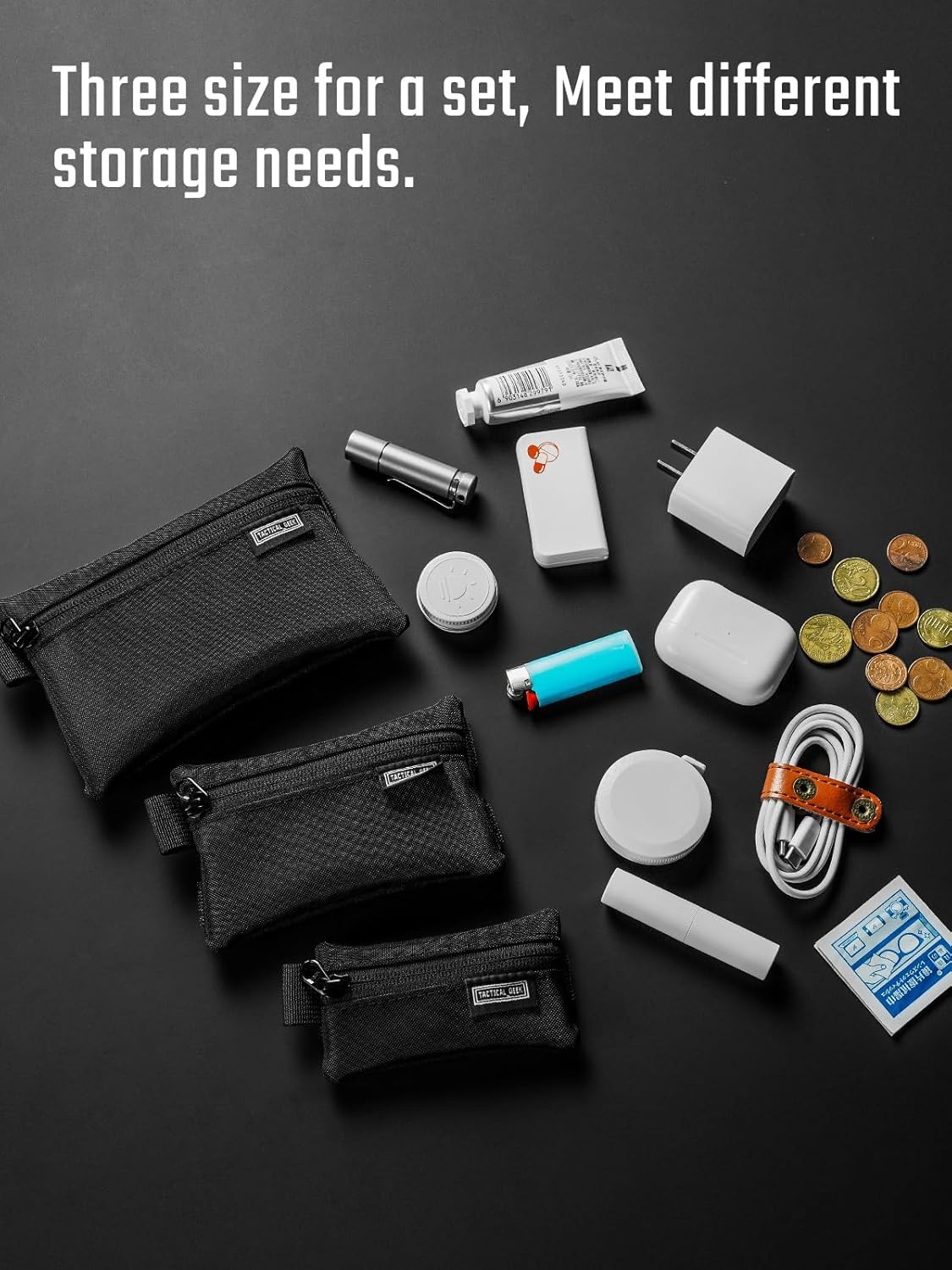 TACTICAL_GEEK Storage A5 EDC Storage Pouch Set, Molle EDC Gadget Pouch, Multi-Functional Utility Small Tool Pocket, Small Organizer for Daily Carry (Transparent Black) - Image 3