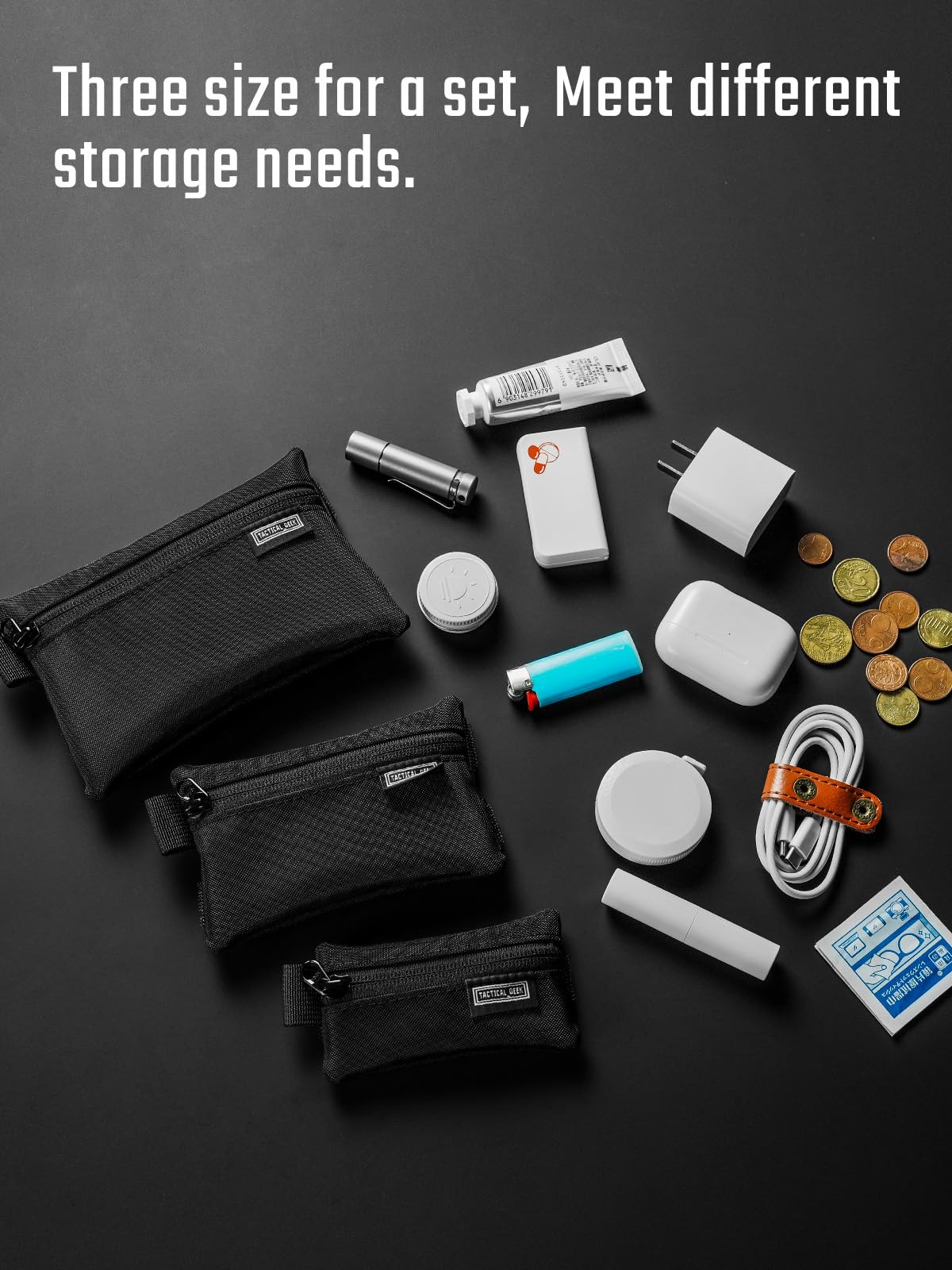 TACTICAL_GEEK Storage A5 EDC zestaw toreb do przechowywania, uniwersalne haczyki i pętelki, torba na gadżety EDC, separator, organizer kieszonkowy do codziennego użytku, siatkowy czarny