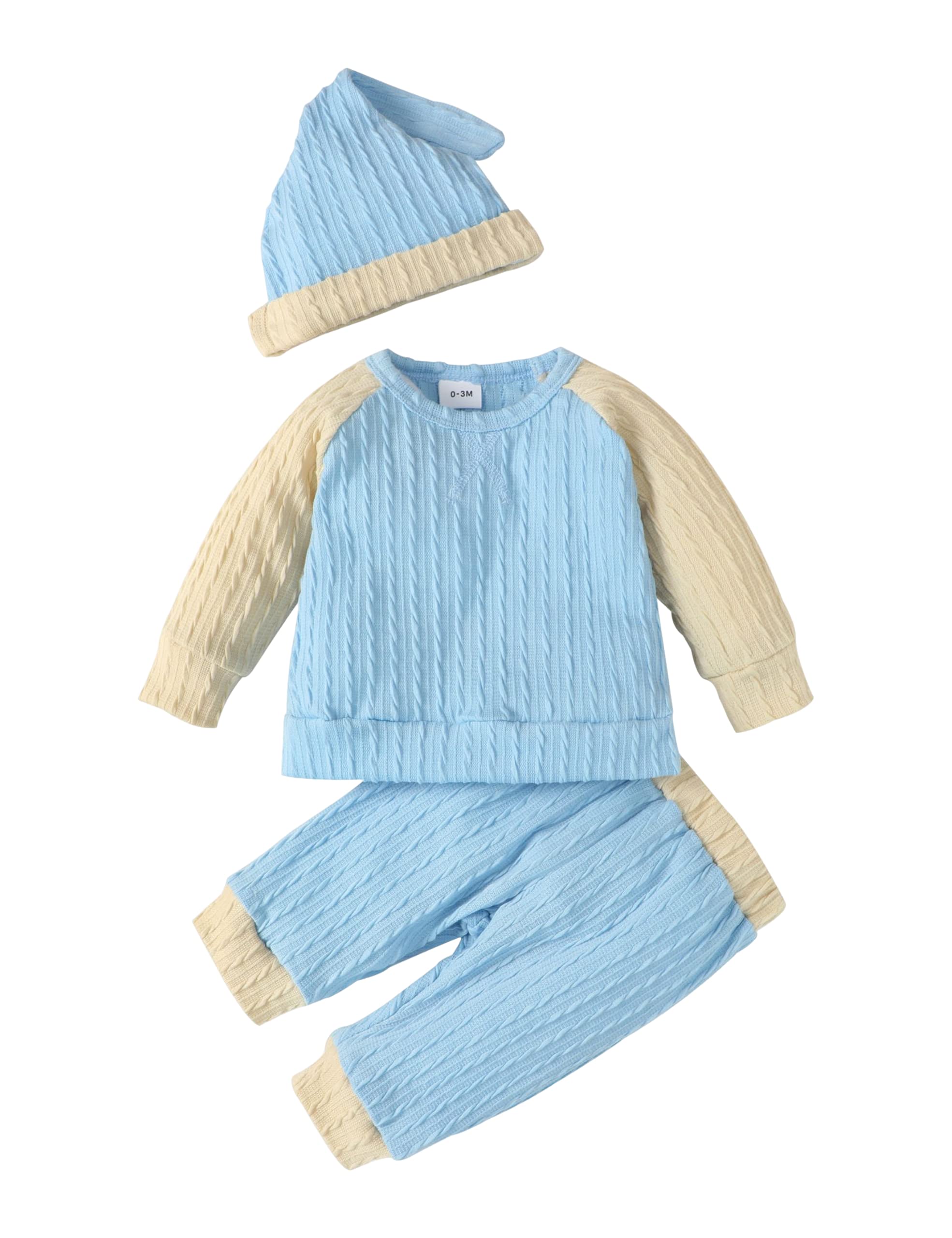JASSAK Newborn Baby Boys Clothes Fall/Winter Color Block Outfit Long Sleeve Sweatshirt Shirt Pants Set Infant Boy ClothingSize 6-9 M