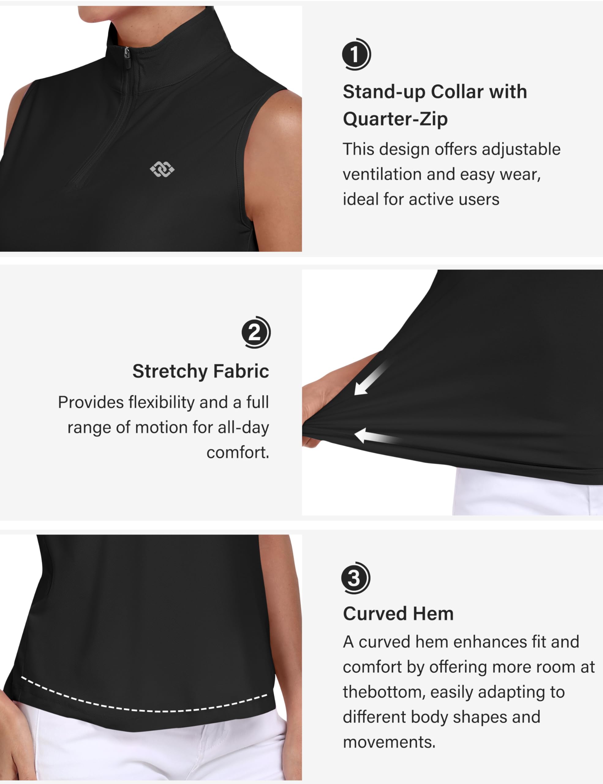MoFiz Mujer Polo sin Manga Deportes Top sin Mangas Tenis Golf Poloshirt Verano Transpirable Yoga Tops