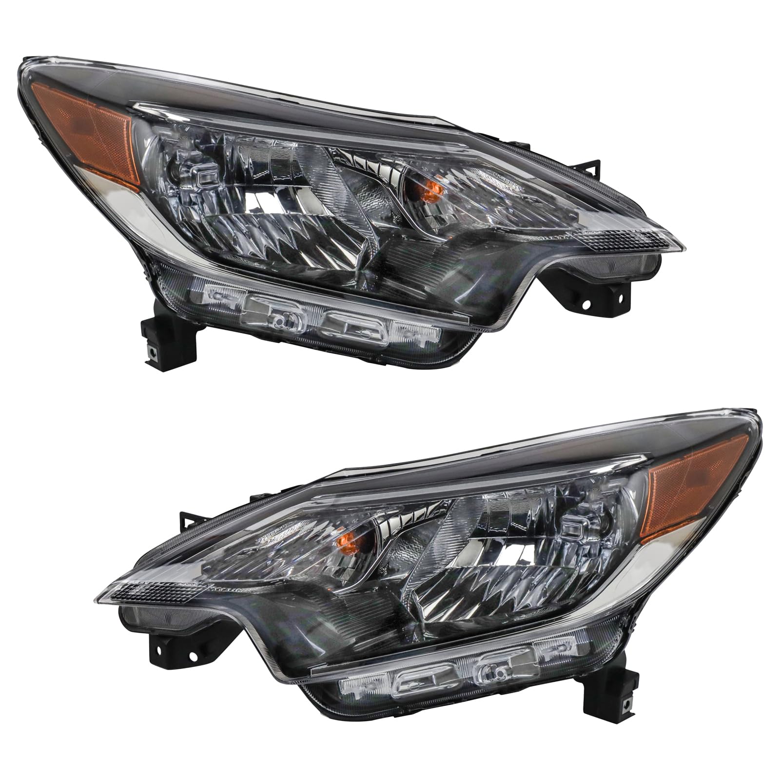 TRQ Driver & Passenger Side Headlight Assembly Set Headlights Driver & Passenger Side Compatible with 2017-2019 Nissan Versa Note NI2502257 NI2503257