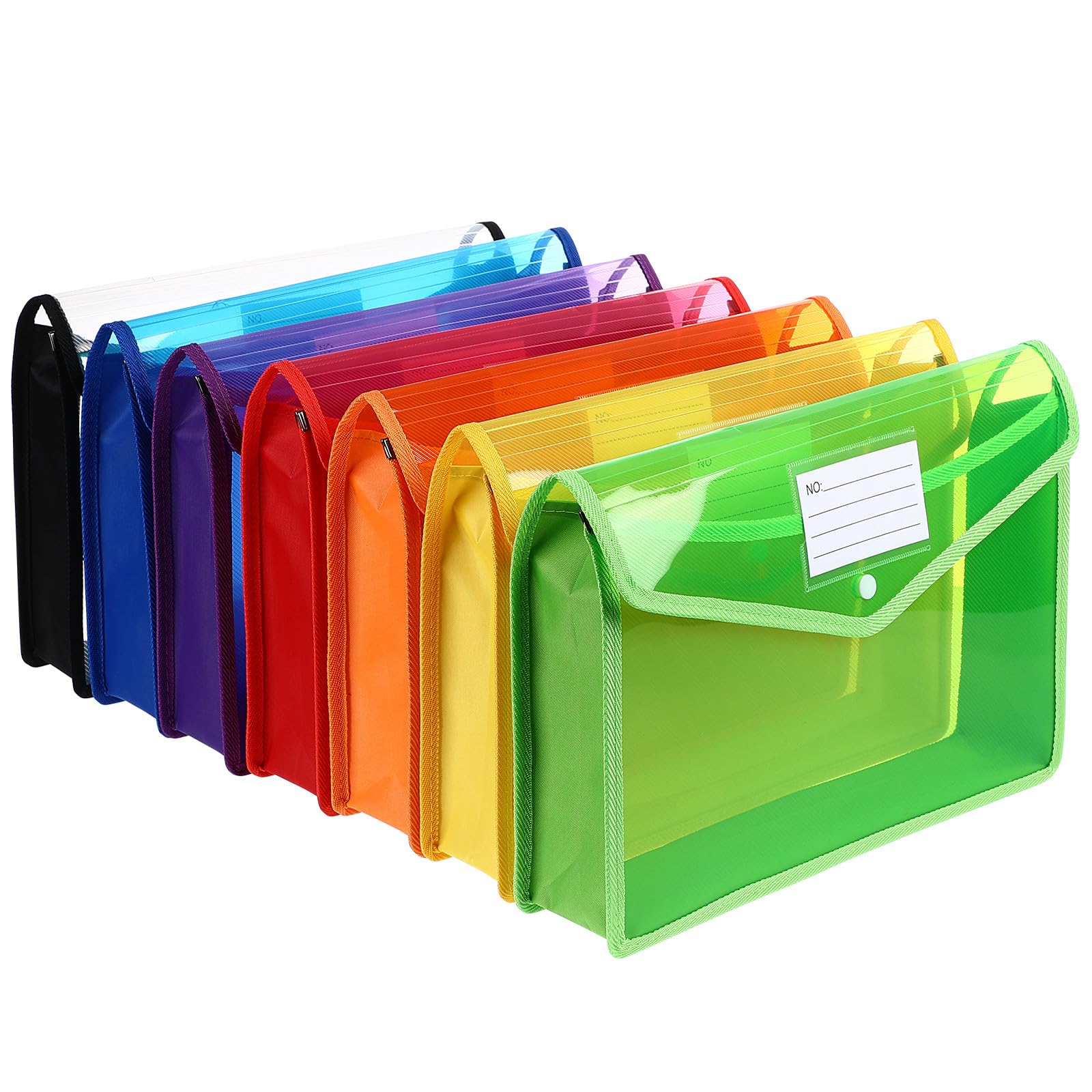 7pezzi Buste Trasparenti in Plastica Pp Ispessito Formato con Chiusura Bottone per Documenti Ufficio e Cancelleria Organizer Scolastico e Personale