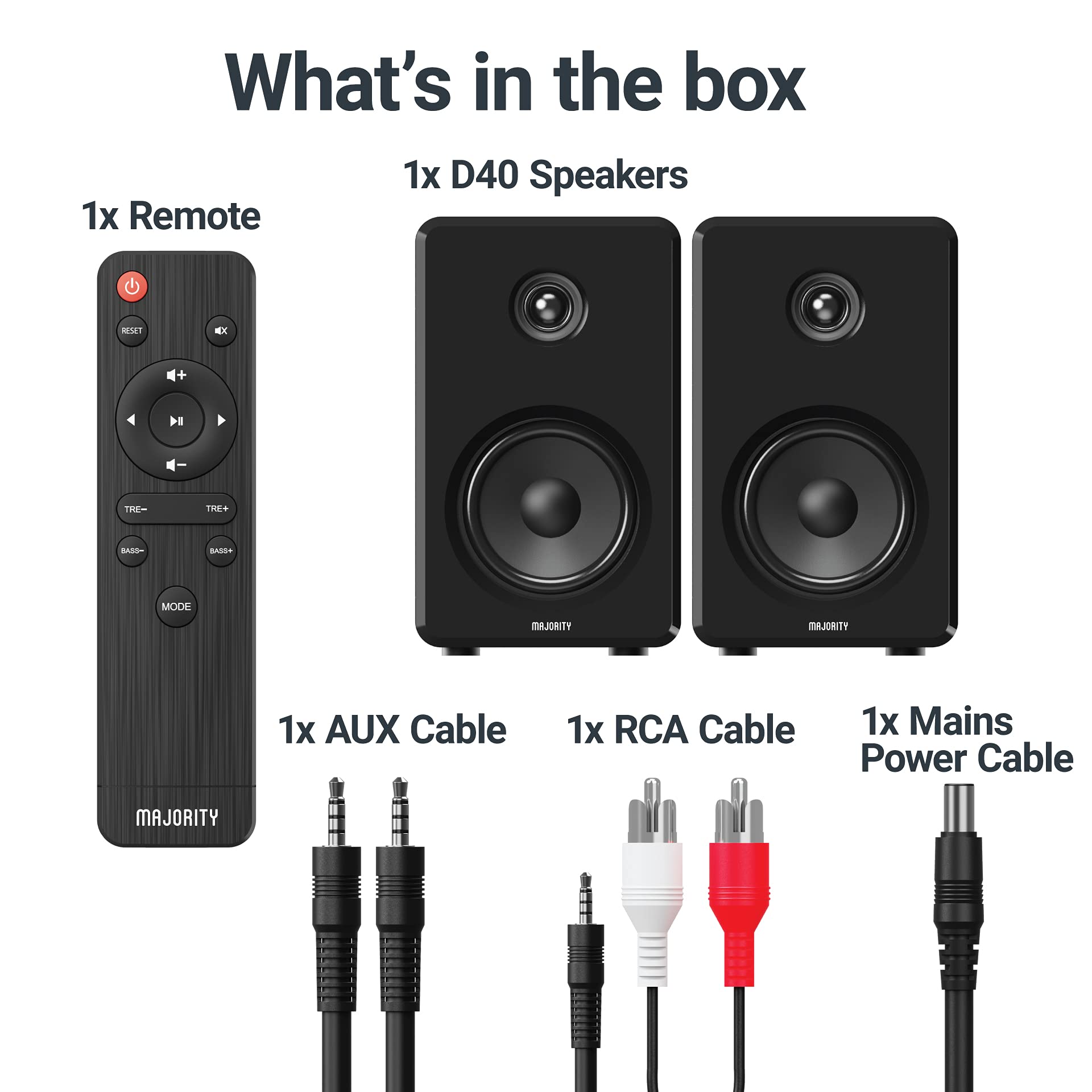 MAJORITY D40 Amplifier Speakers Active Bluetooth Bookshelf speakers