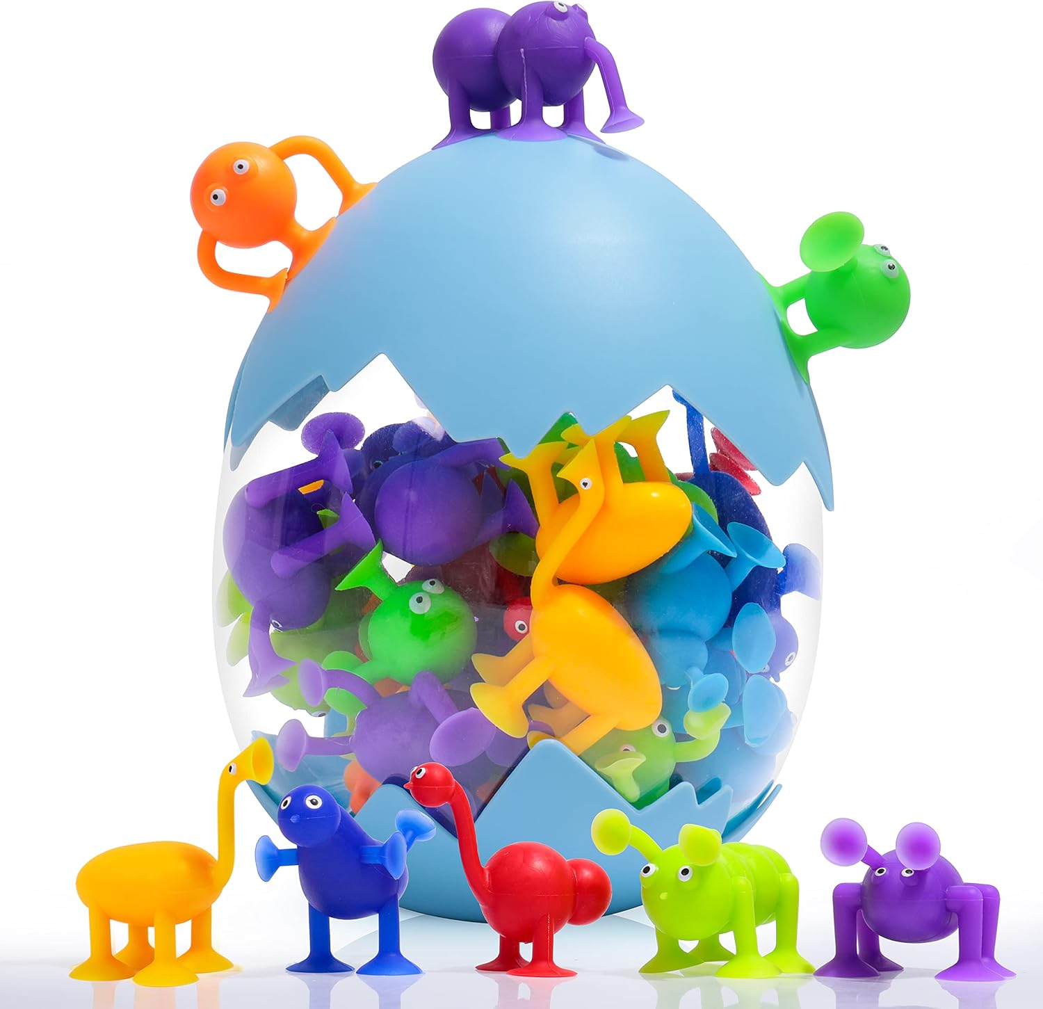 rolimate Suction Cup Toys with Eggshell Storage Design 36 Piece - Decompression Relieve Stress of Autism Reusable & Washable Suction Cup Building Toy Pressure Toys for 3 4 5 +Year Toddler Boys Girls
