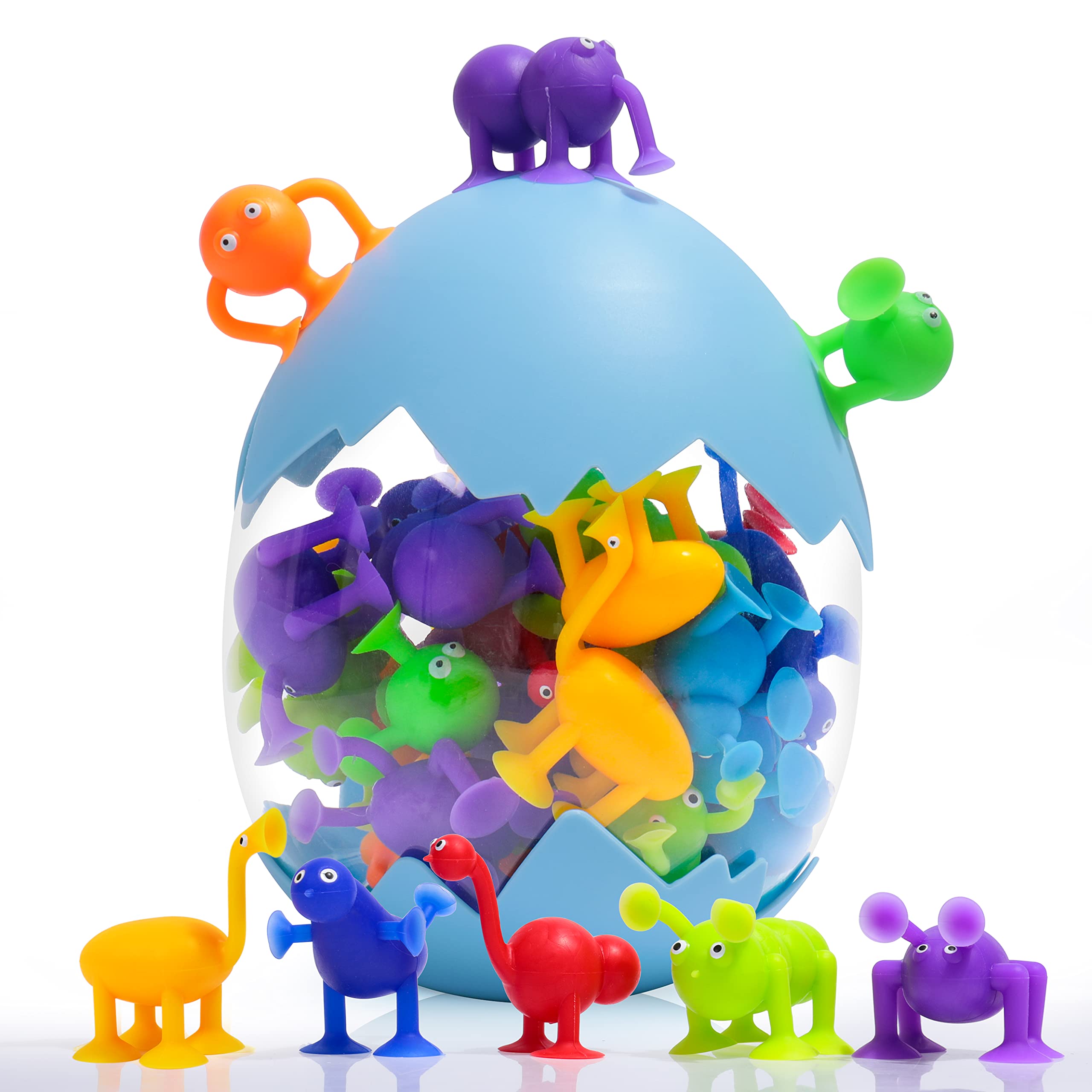 rolimate Suction Cup Toys with Eggshell Storage Design 36 Piece - Decompression Relieve Stress of Autism Reusable & Washable Suction Cup Building Toy Pressure Toys for 3 4 5 +Year Toddler Boys Girls