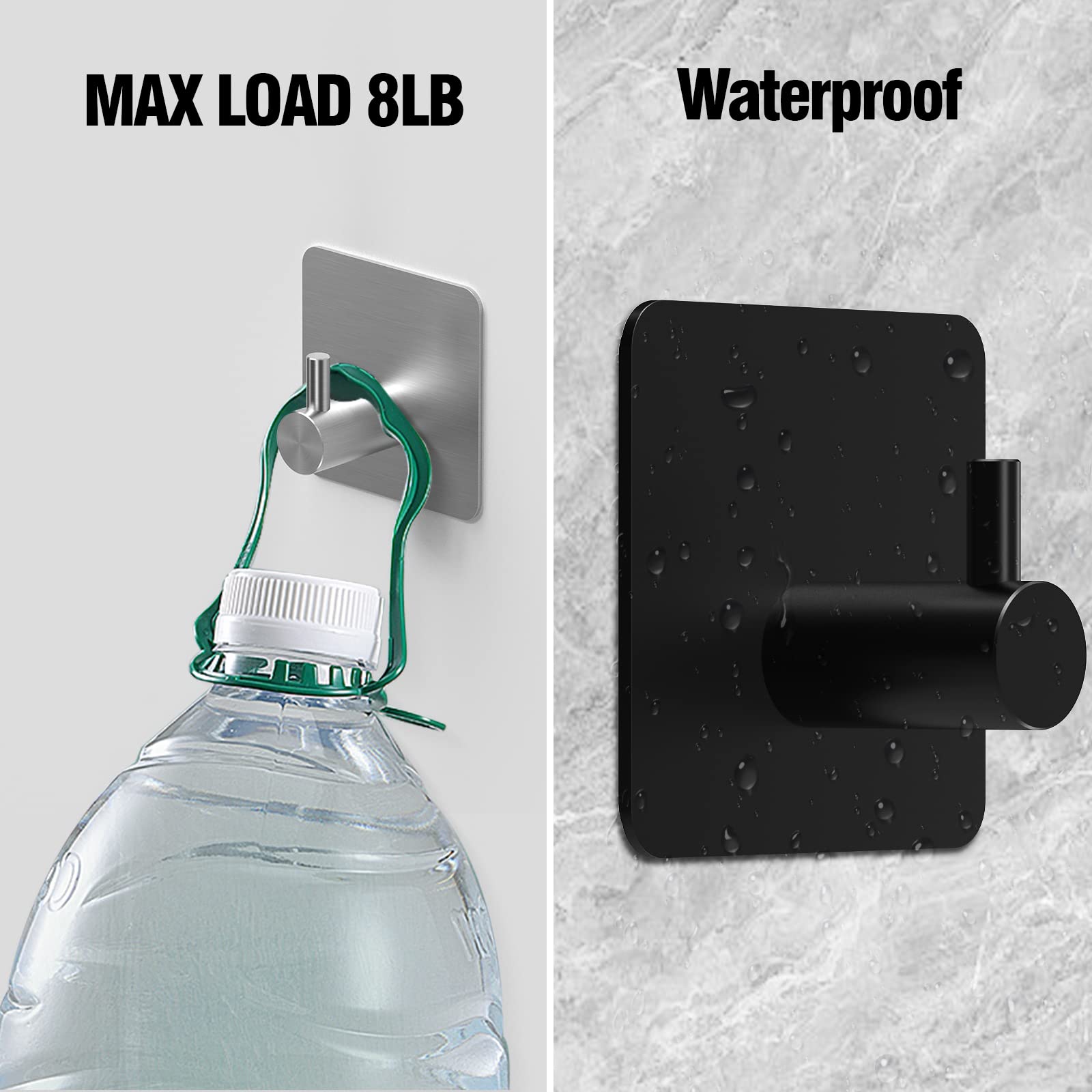 Ganchos adhesivos para colgar toallas, ganchos adhesivos sin taladro, ganchos de toalla para baño, cocina, ducha, pared, impermeable, para colgar ropa, bata