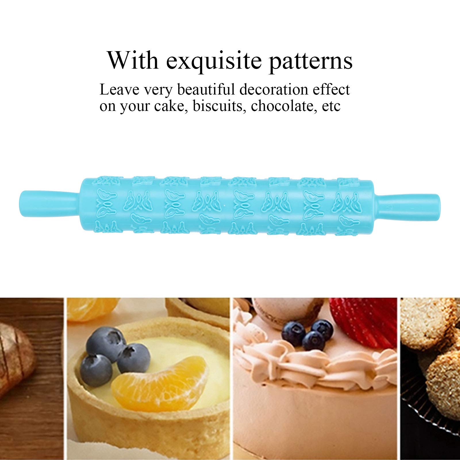 MOUMOUTEN Cake Embossed Rolling Pins, Plastic Textured Non Stick Designs and Patterned Decorating Ideal for Fondant Pie Crust Cookie Pastry Icing Clay Dough Pin Set Kit Butterfly