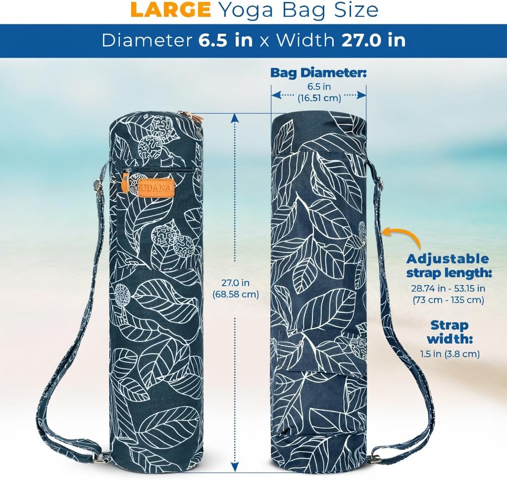 UDANA Yoga Mat Bag – Heavy Duty Canvas Carrier with 3 Pockets & Full Zip – Available in 3 Sizes (16L, 18L, 34L) - Multiple Colors