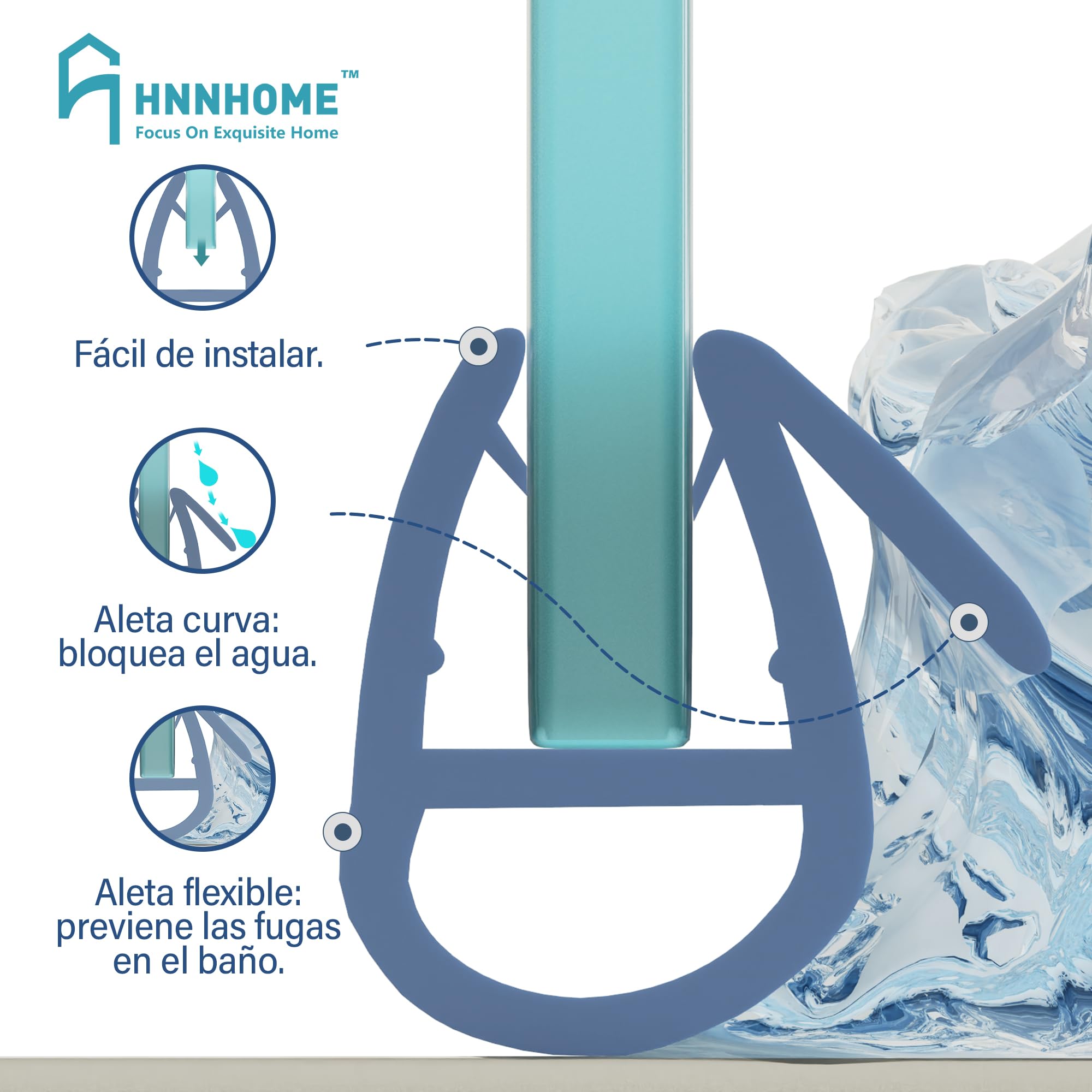 Tira de sellado de HNNHOME para mampara de ducha de 870 mm para cristal recto y curvado de 4-6 mm hasta 8 mm
