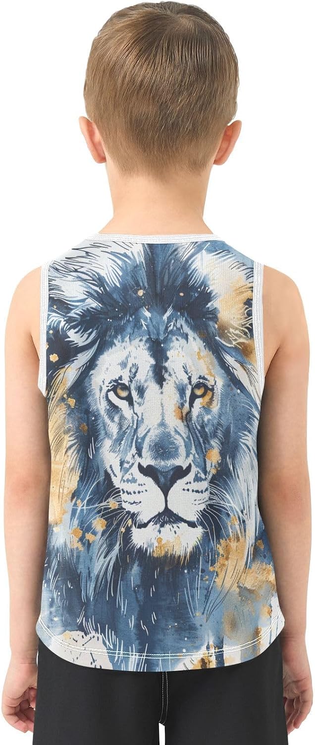 Boys Tank Top Shirts White and Black Muscular Man Sleeveless T-Shirts Crew Neck for Kids Clothing Children
