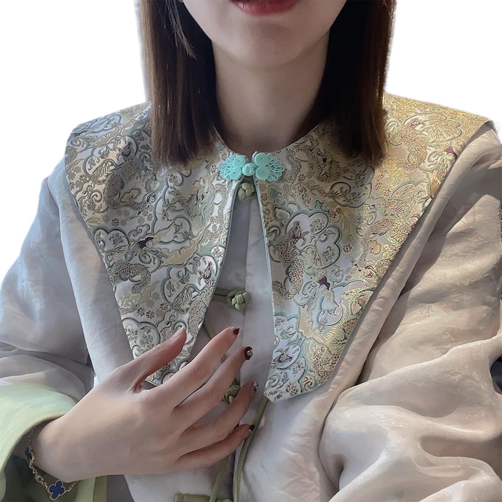 Anicent Collar Yunjian Flower Embroidery Floral Decorative Floral Necklines Yunjian Collar Decorative Shawl