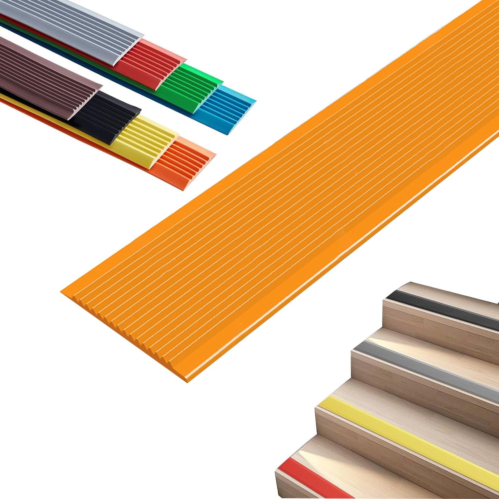 Strisce Antiscivolo Per Scale, Striscia Di Transizione Per Gradini, Protezione Autoadesiva Per Bordi Scale, Nastro Di Sicurezza In Pvc Impermeabile Per Gradini Antiscivolo Per Asili, Hotel(Orange,6cm*