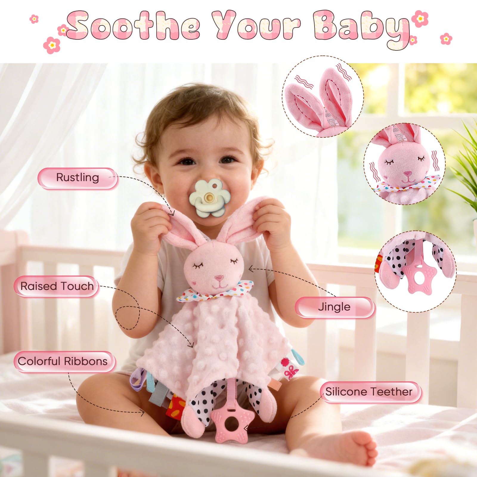Neugeborenen Geschenk 12 In 1,Mit Lätzchen,Schmusetuch, Decke,Lätzchen,Pink | Baby Set Neugeborene,Baby Geschenkset,Mit Socken, Dreieckstuch And Wooden Rattle,Geschenke Zur Geburt Für Mädchen