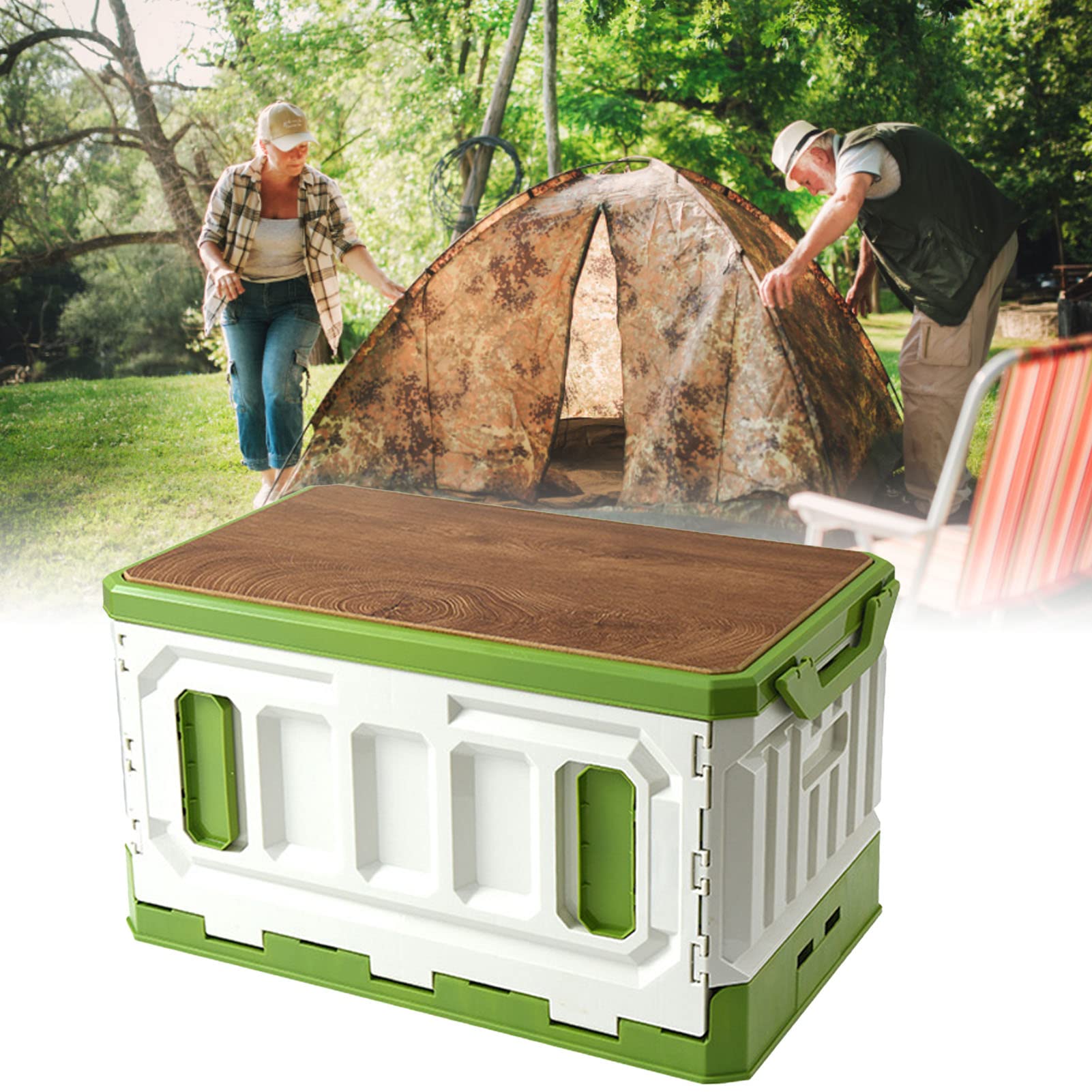 Folding Storage Box with Large Capacity 95L (zielony biały)