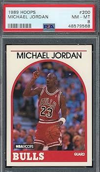 Amazon.com: Michael Jordan 1989 Hoops Basketball Card #200, PSA 8