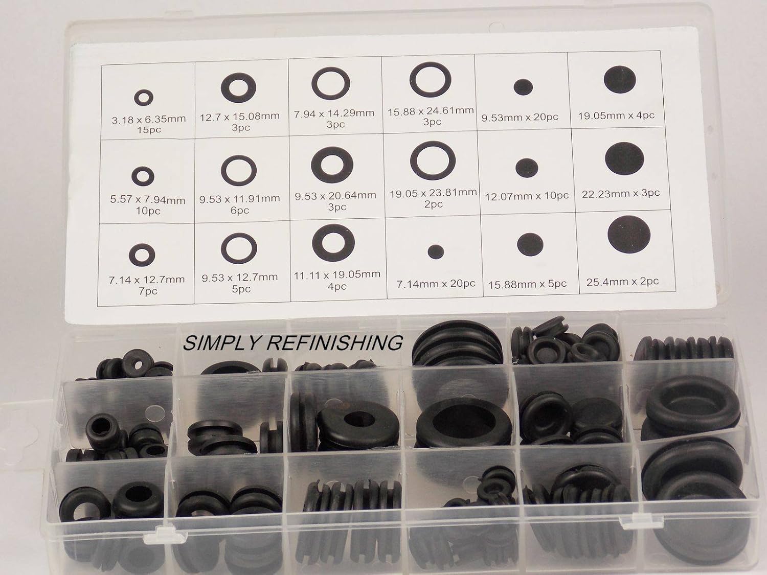 125pc Rubber Grommets. Blanking open/closed blind Grommet Set in