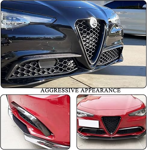 Miniatura 3 de MCARCAR KIT Cubierta divisora de fibra de carbono real para faros delanteros Alfa Romeo Giulia Base Sedan 2015-2021 parachoques delantero para faros