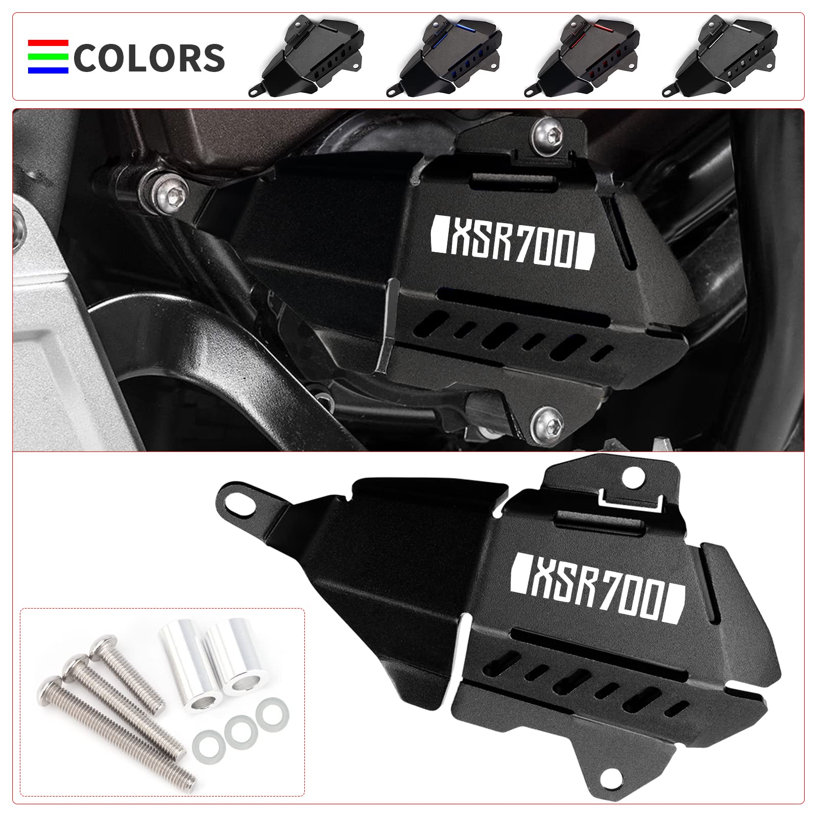 Modeer Compatible avec Ya.maha XSR700 XSR 700 2015~2024+ Moto CNC Pompe à eau Protection Couvercles de protection xsr 700 xsr700 Accessoires (Noir)