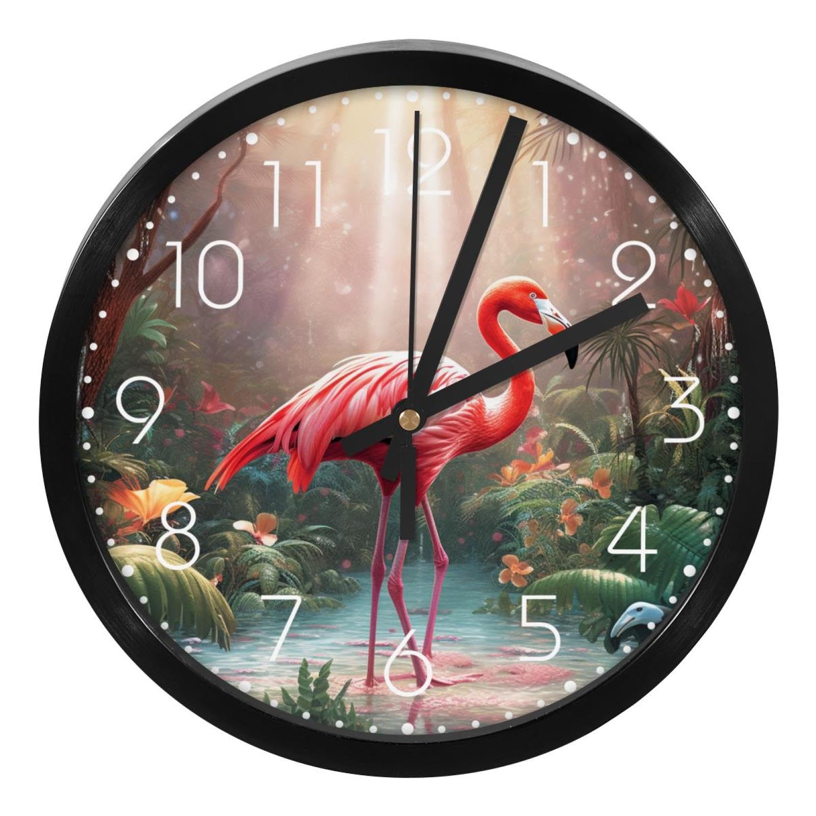 Horloge murale flamant rose pendule silencieuse moderne et facile à lire