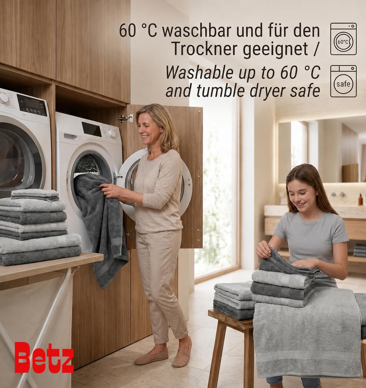 Betz set di 10 asciugamani Premium 100% cotone 2 teli doccia 4 asciugamani 2 asciugamani per ospiti 2 guanti da bagno colore antracide e grigio argento