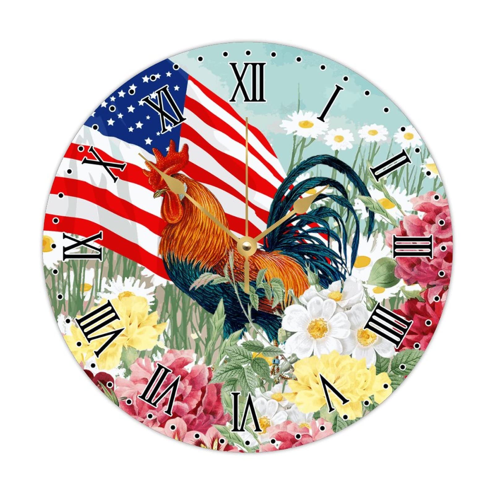 Horloge murale en bois coq pour cuisine rustique et salon vintage