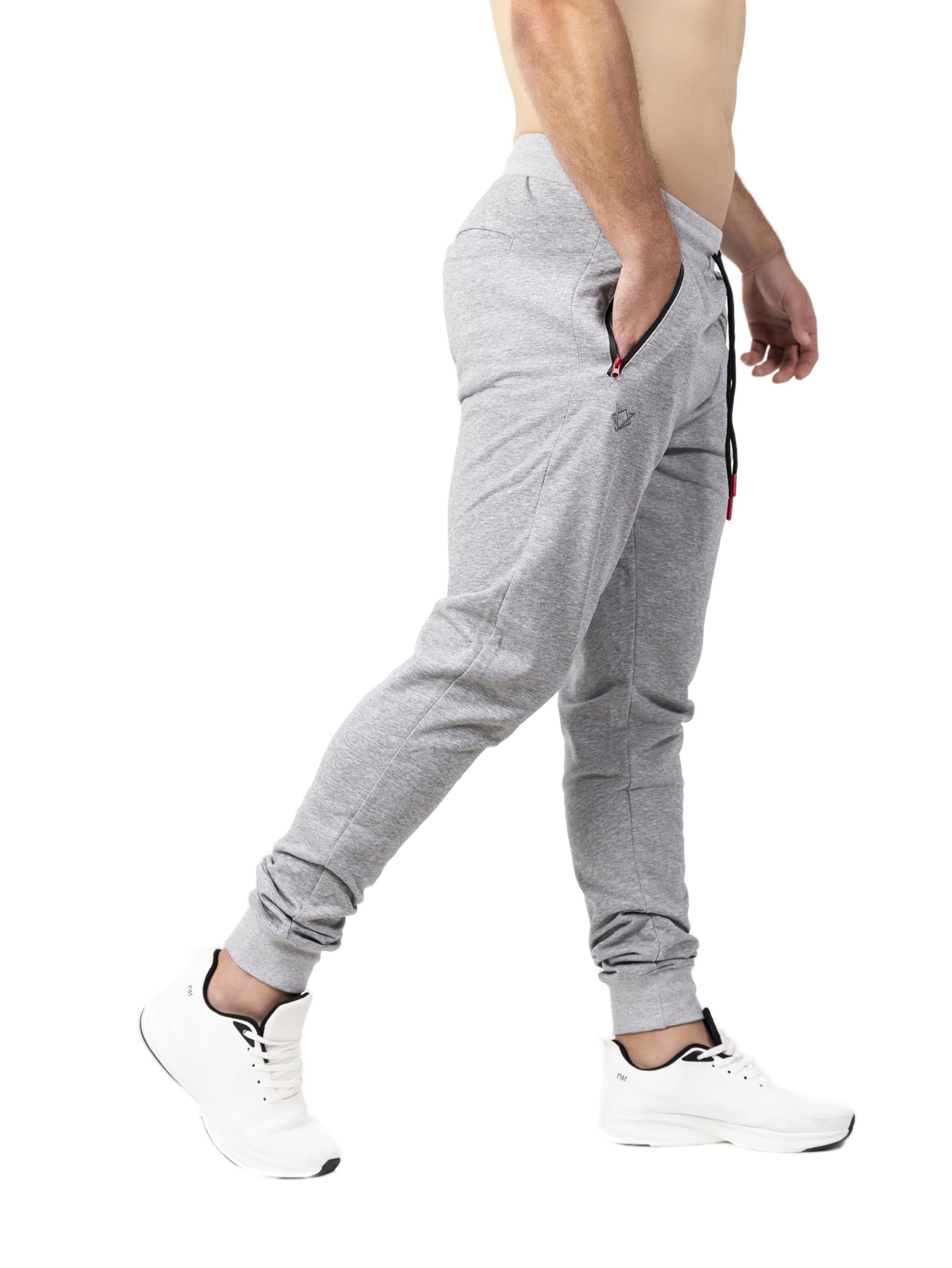 Mens Active Premium Quality Workout Joggers Sweatpants with Zipper Pocket Adjustable Drawstring S-XXL