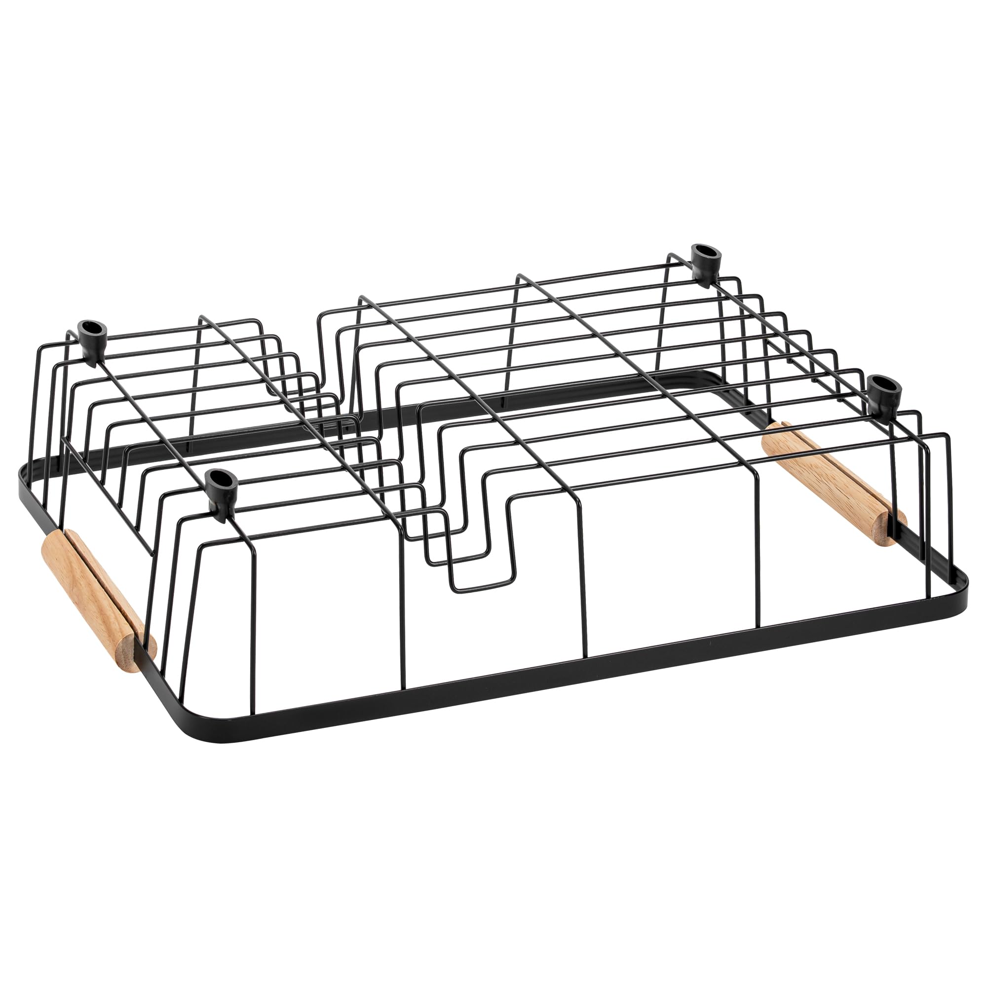 KARL HAUSMANN Egouttoir Vaisselle INOX Noir avec Bac d'Égouttage - 42x31x10,5cm - Égouttoir Cuisine en Métal avec Porte Couverts - Egoutoire Vaisselle pour Assiettes, Verres et Tasses