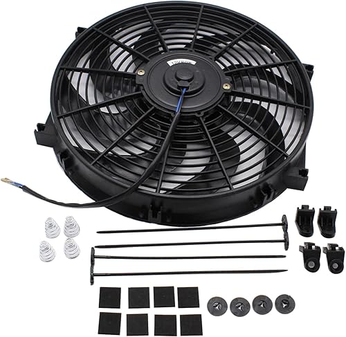 Miniatura 1 de 1 juego de ventilador negro de 14 pulgadas universal delgado ventilador eléctrico radiador motor ventiladores de enfriamiento Push Pull 12V con
