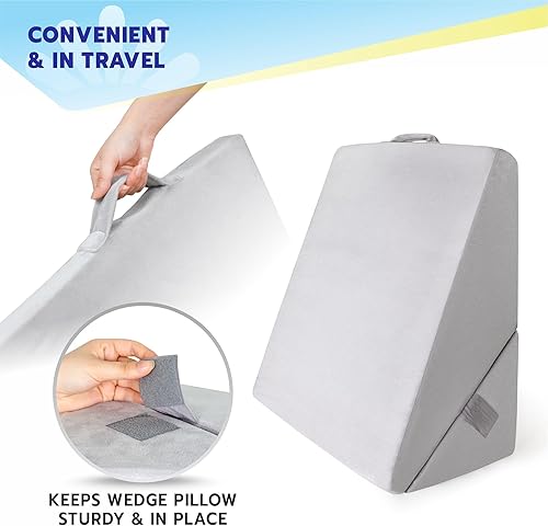 Miniatura 8 de Healthex Almohada de cuña para cama, cojín de espuma viscoelástica ajustable de 9 y 12 pulgadas, se ajusta a tu comodidad, ayuda con reflujo ácido,