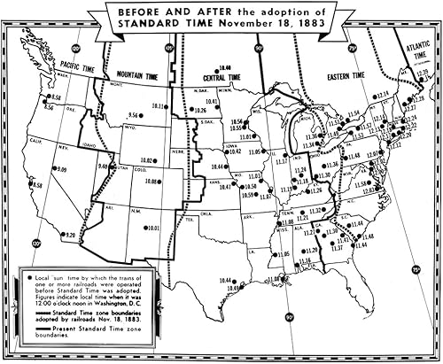 Posterazzi Estados Unidos Nan 1883 mapa de los Estados Unidos mostrando las zonas horarias estándar adoptadas ese año. Póster impreso por, (24 x 36)