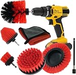 7pcs Drill Brush Attachment Power Scrubber Cleaning Brush Grout Cleaner Brush All Purpose Drill Brush Set for Grout, Floor, Tub, Shower, Tile, Bathroom and Kitchen Surface (Yellow)