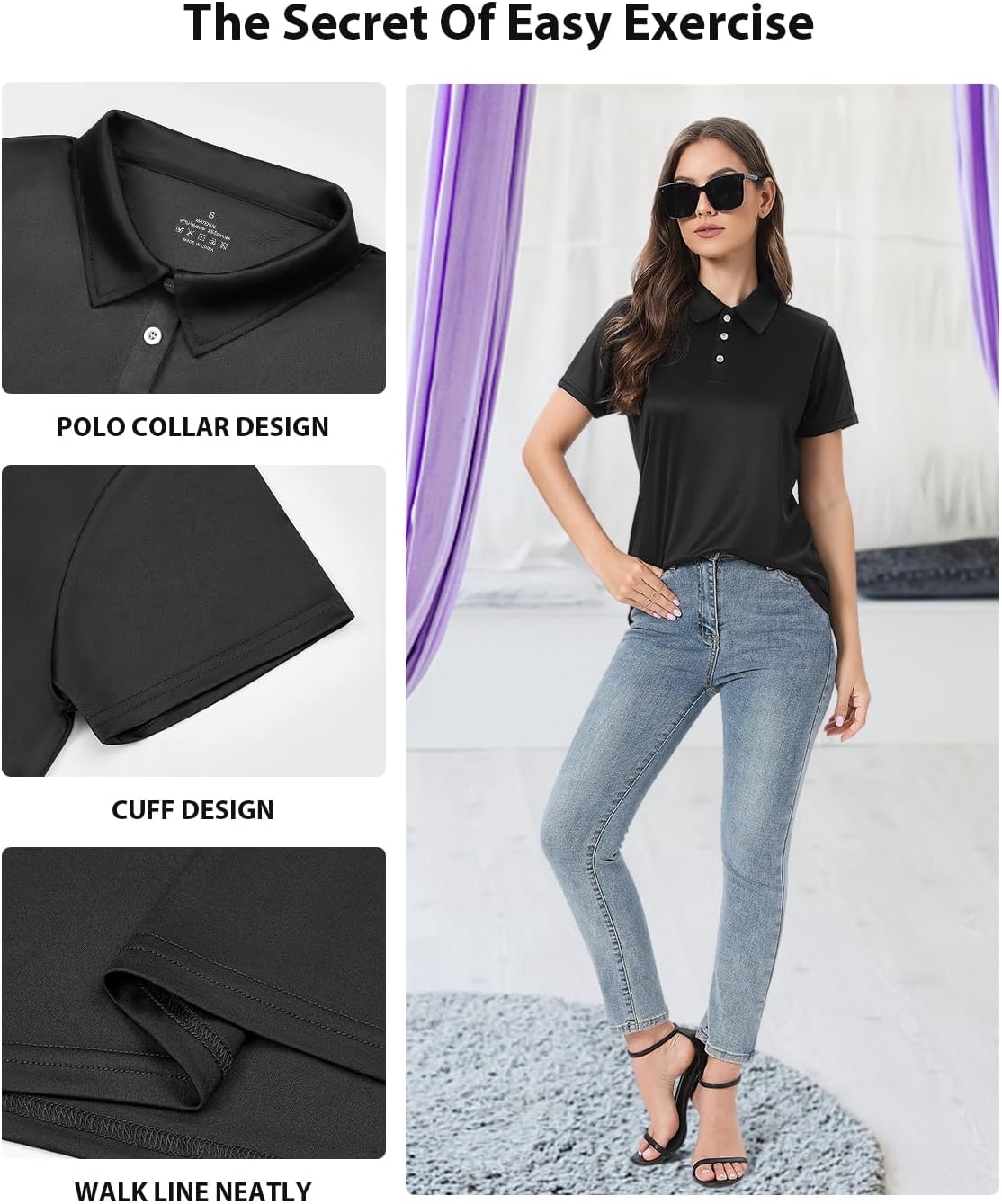 Ullnoy Women Soft Polo Shirts Short Sleeve Dry Fit Golf Shirt for Women Moisture Wicking Athletic Polo Tee Pack - Image 4