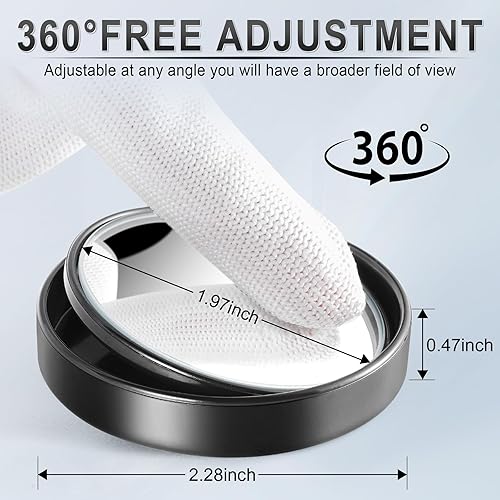 Miniatura 3 de LivTee 2PCS Round Blind Spot Mirror, HD Glass and ABS Housing Convex Wide Angle Rearview Mirror with Adjustable Stick for Universal Car, Black Negro