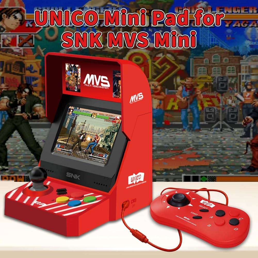 UNICO MVS Mini Gamepad Red, Classic Wired Game Controller