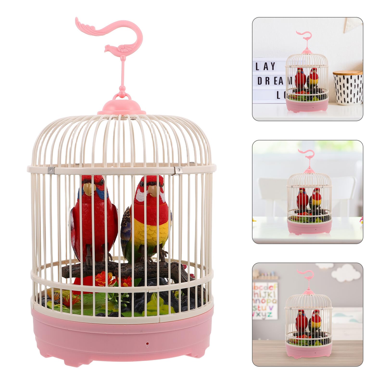UKCOCO Jaula de Pájaros Juguete Movimientos y Efectos Realistas, Material Plástico Fácil de Usar, Adecuado para Ambientación del Hogar y Entretenimiento Infantil