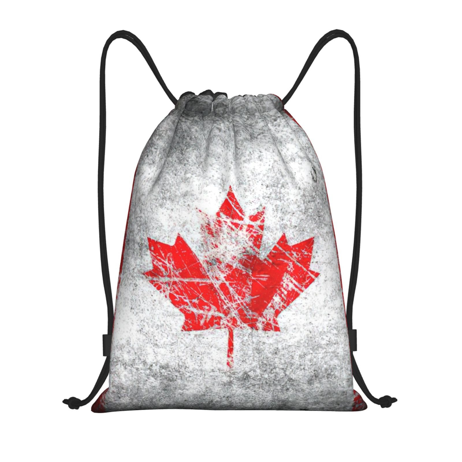 Yyoretp Unisex Black Retro Canada Flag Print Drawstring Bags,Sport Gym Sack Drawstring Bag Suitable For Sport Swimming Travel