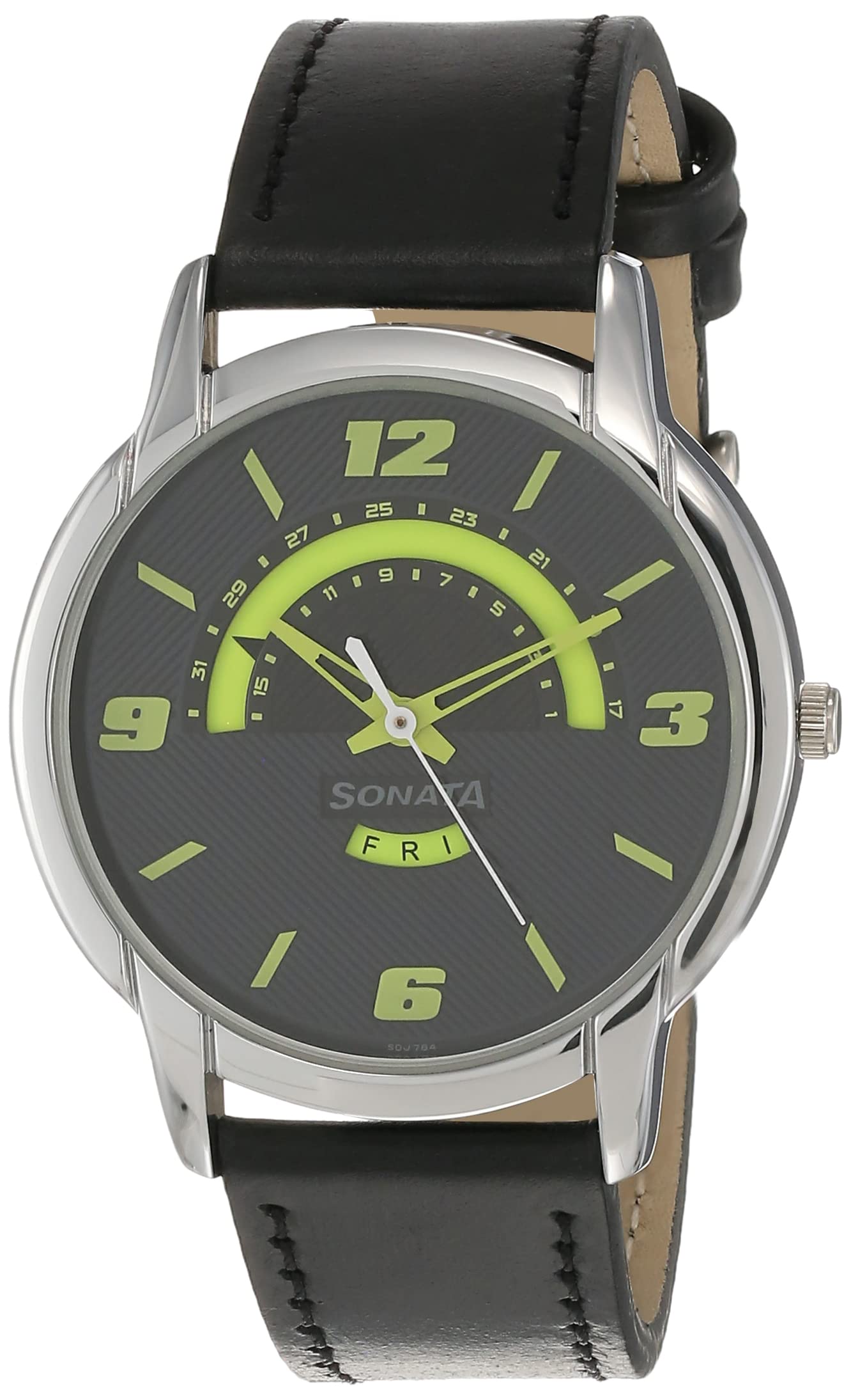 Sonata Quartz Analog Black Dial Leather Strap Watch for Men-NN77031SL04 (B07VPH351P) Amazon Price History, Amazon Price Tracker