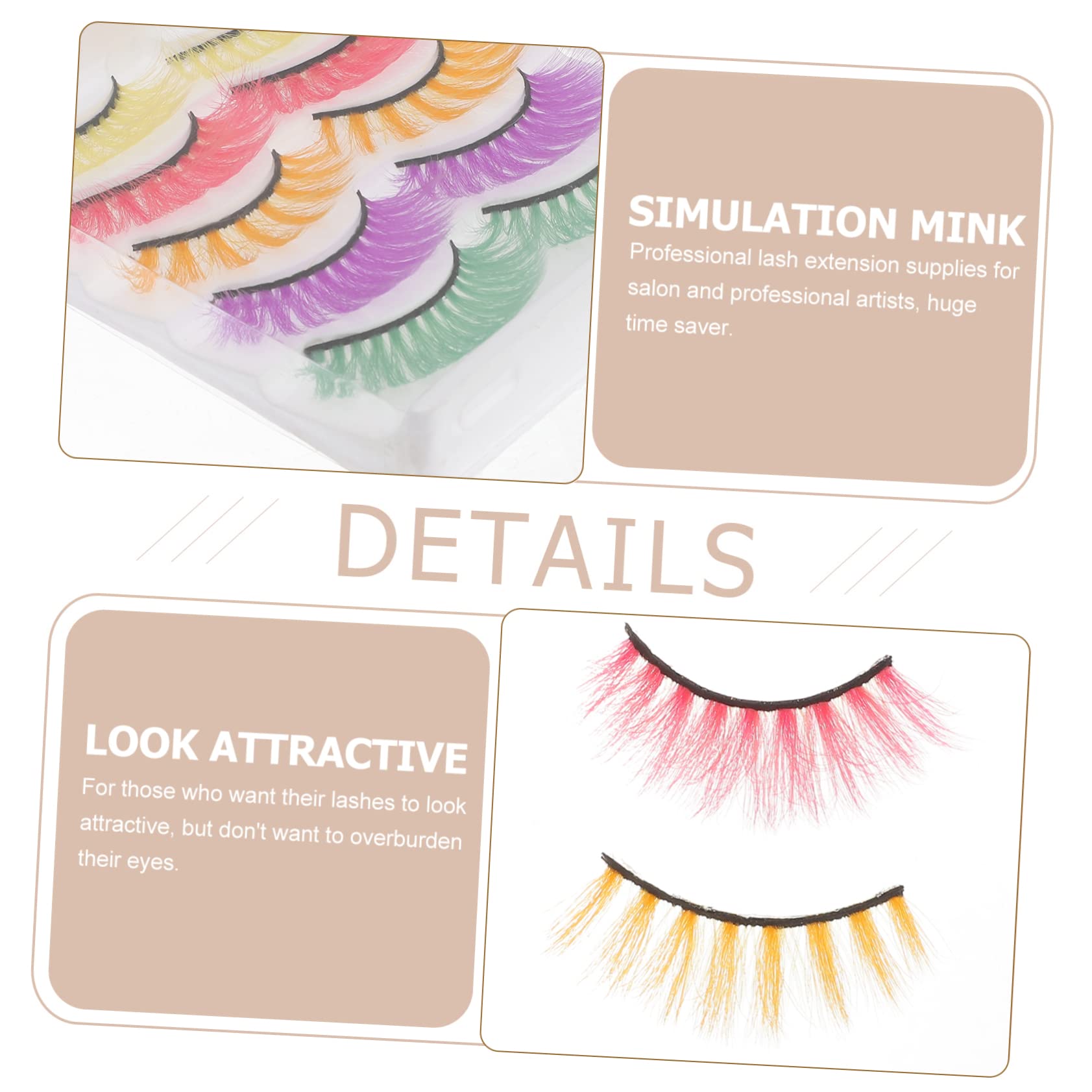FRCOLOR 25pares Pestañas Postizas Coloridas Para Mujer Extensiones Para Maquillaje De Fiesta y Cosplay Reutilizables y