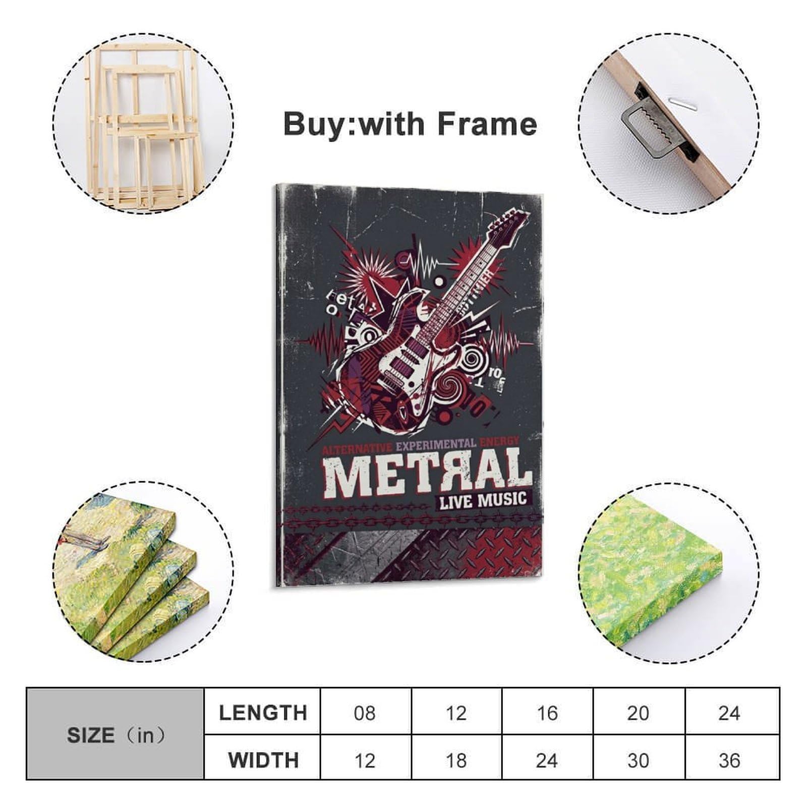 OKNGB Poster con musica in metallo, alternativa astratta, sperimentale, decorativa, su tela, poster decorativo da parete, poster decorativo per camera da letto, per camera da letto (50 x 75 cm)