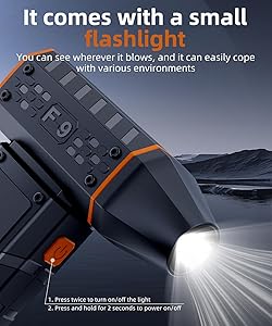 Compressed Air Duster - 100 - Gear Adjustable 130,000 RPM Rechargeable Cordless Electric Air Duster with Display Screen, Mini Dust Blower for Computer, Keyboard, Home, Car Cleaning (Black + Orange)