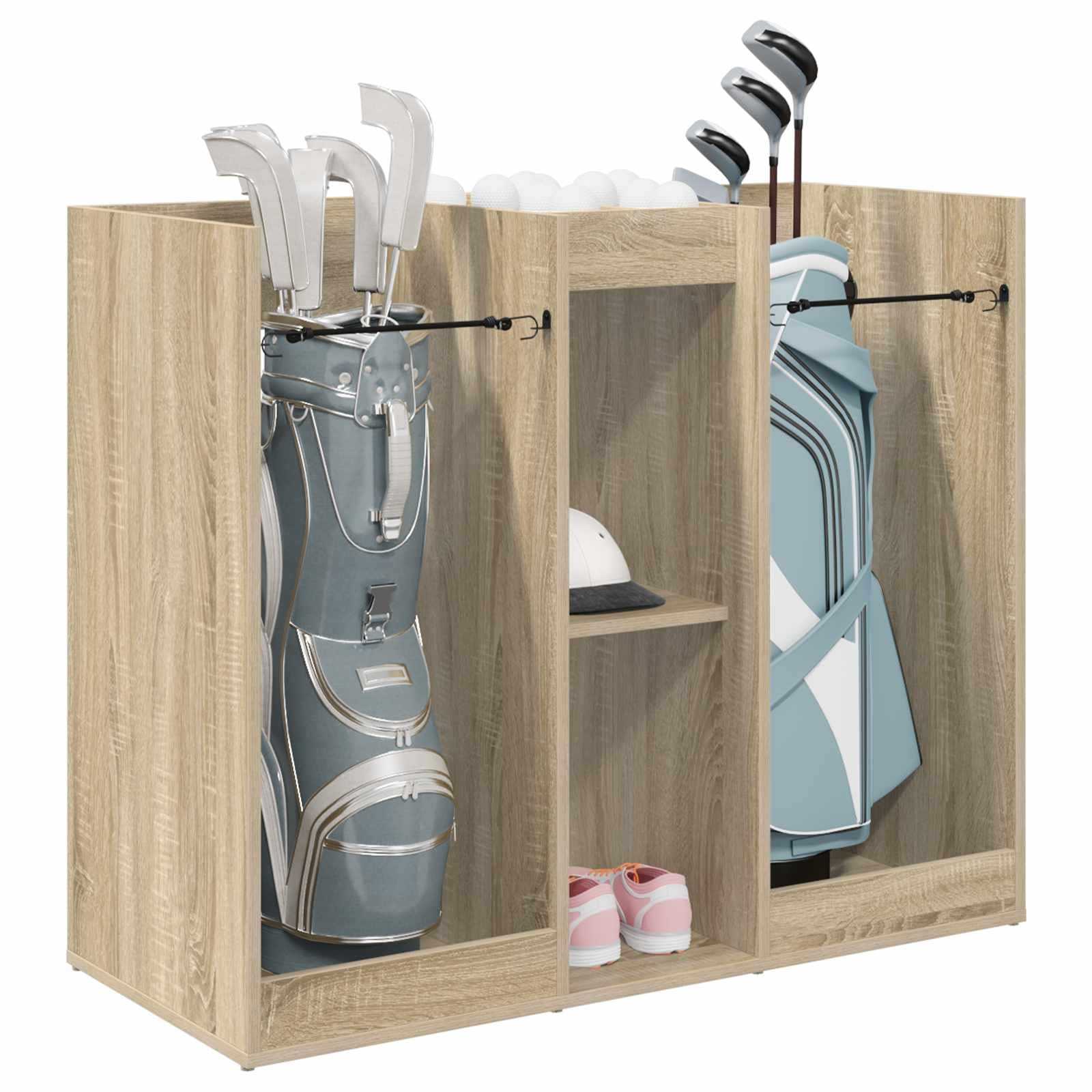 vidaXL Golf Cabinet Plain Sonoma Oak 102 x 45 x 85.5 cm, Ample Storage Unit, Modern Golf Cabinet, Indoor Furniture, Rectangular Shelving, Functional Garage Organizer, Stylish Design