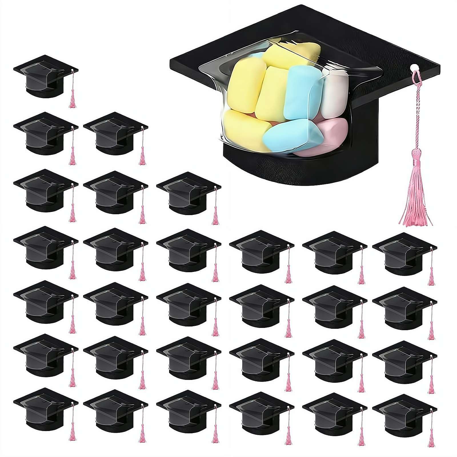 30-pack Graduation Cap Candy Cards, 2026 Class Grad Candy Dome Greeting Card Gift with Tassel Chocolate Holder, Party Favors for Students and Teachers