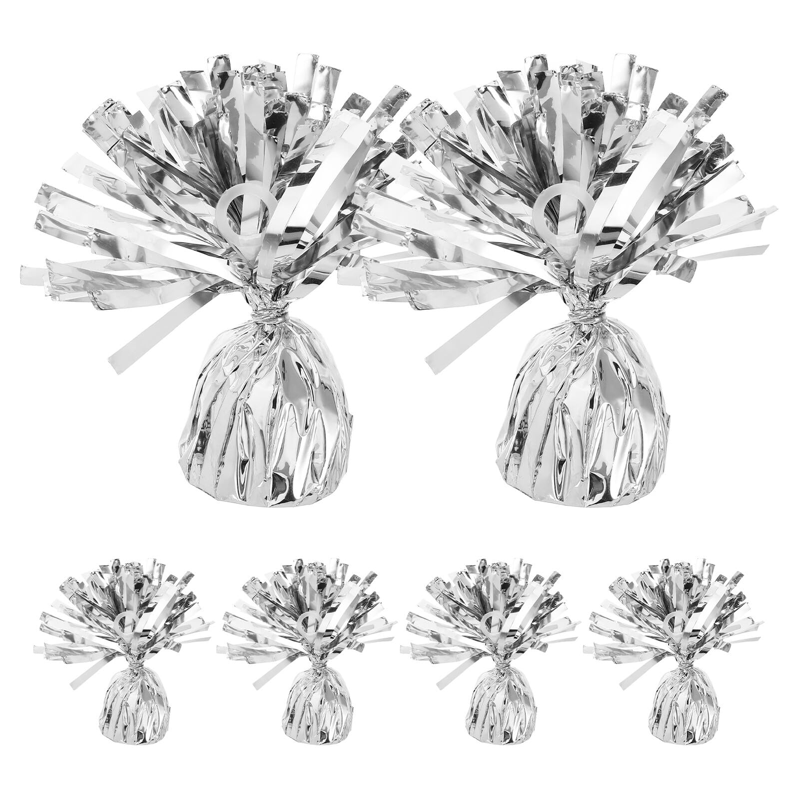 VICASKY 6 Stück Silberne Ballongewichte für Hochzeit und Party Schweres Pet und Zement Material Einfach zu Befestigen Elegantes Design für Langfristige Nutzung