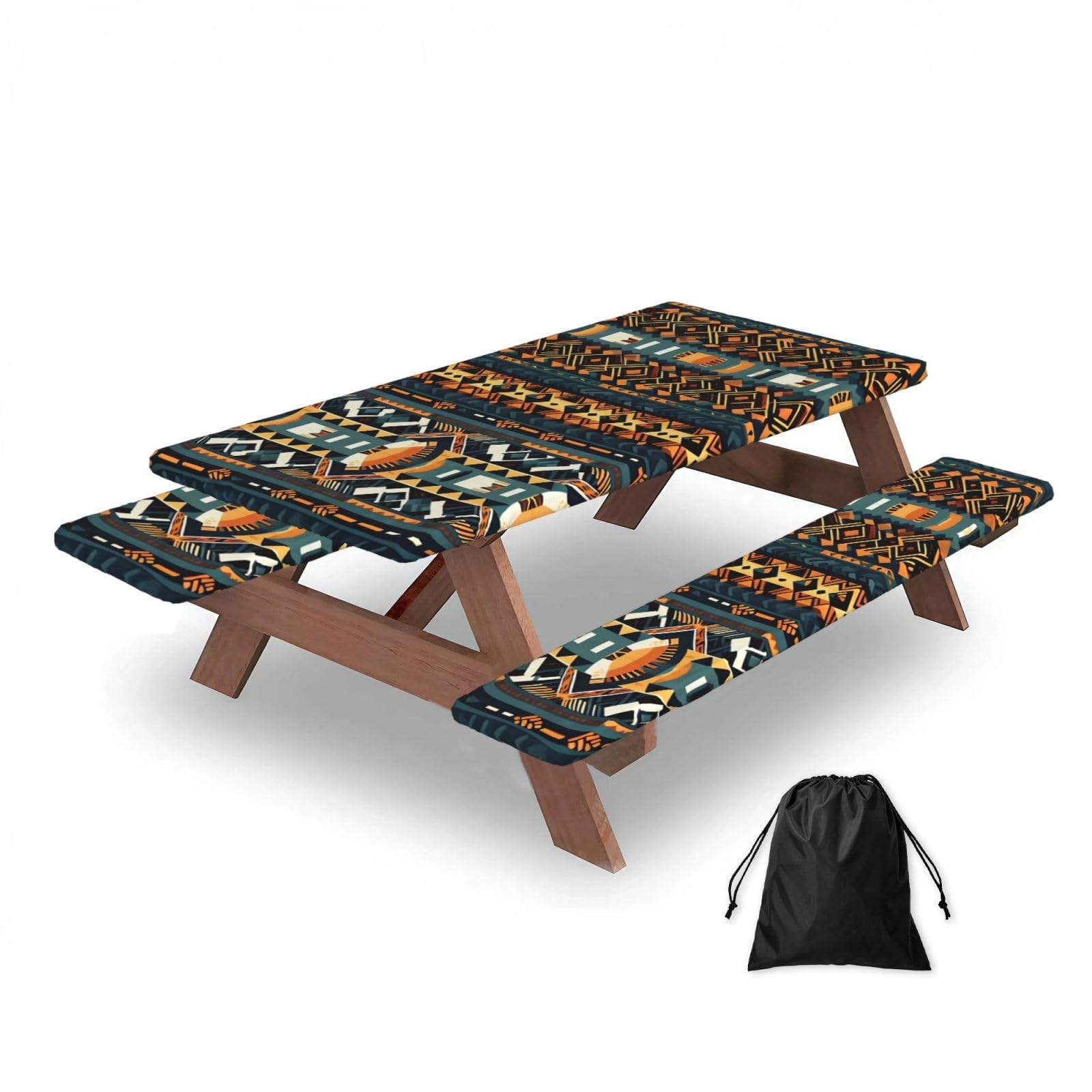 African Tribal Ethnic Texture Rectangular water-repellent picnic tablecloths, outdoor camping, picnic, BBQ