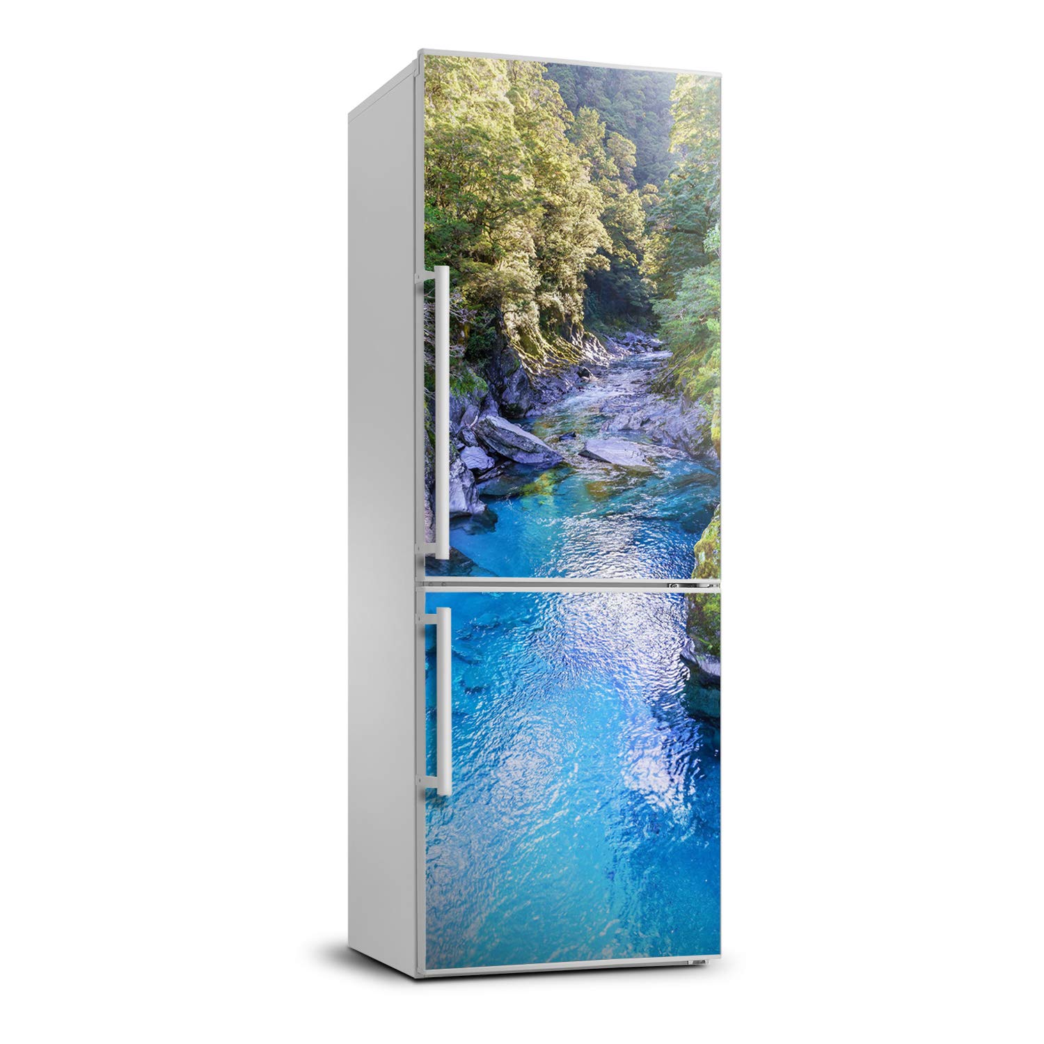 Sticker frigo forêt et rivière Tulup 60x180cm pour une décoration de cuisine style naturel