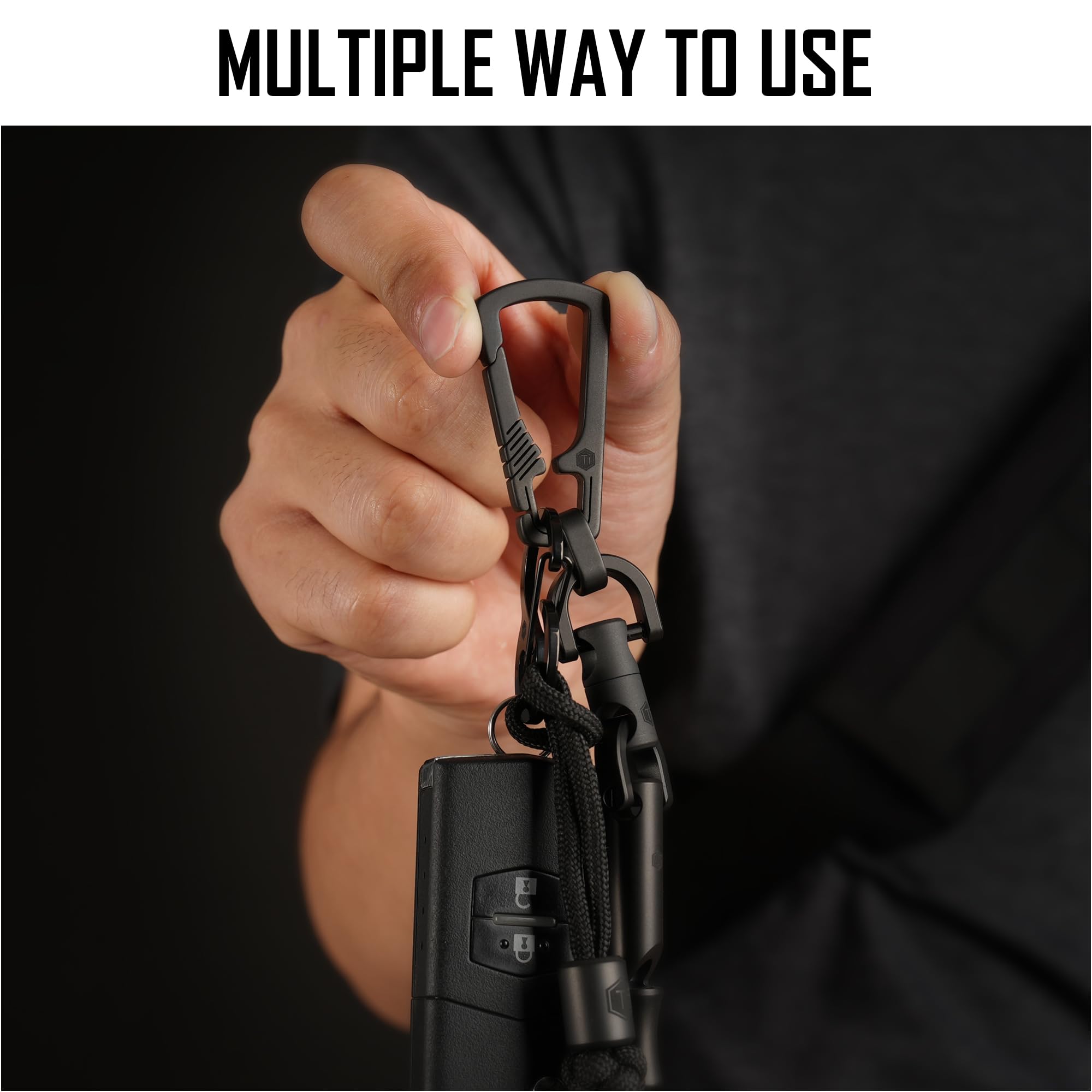 KeyUnity Clip Porte-CléS Mousqueton en Titane, Mousqueton Porte Clé, Porte Clef Homme, Organisateur De Porte-CléS EDC à DéGagement Rapide avec Porte-CléS, pour Usage Quotidien, Alpinisme