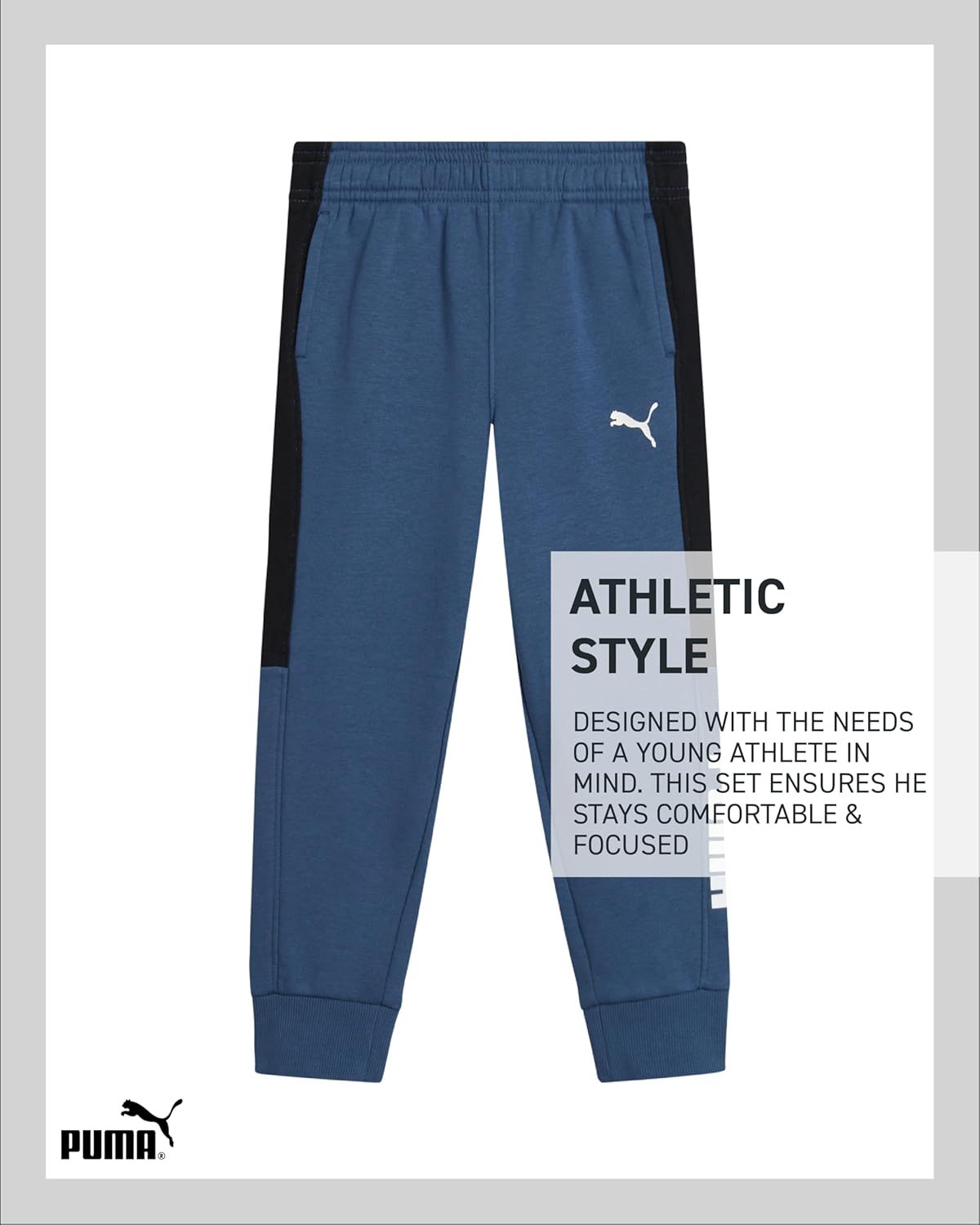PUMA Baby Boys Pants Set - 2 Piece Pullover Hoodie and Joggers Jog Set - Cozy Fleece Play Wear Pant Sets for Toddler Sizes