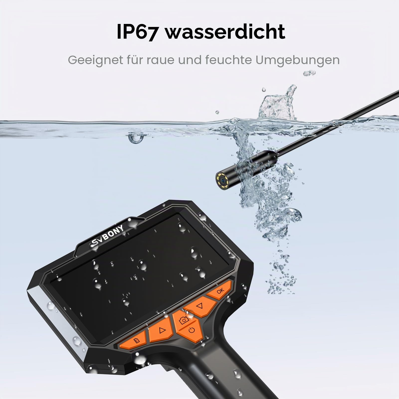 SVBONY SM501 Endoskopkamera mit Licht, 4.3'' IPS HD Teleskop Amera, Aufnahme von Videos und Bildern, 32G TF Karte, Inspektionskameras, IP67 wasserdichte, 8 LED Lichtern, Cool Gadgets for Men