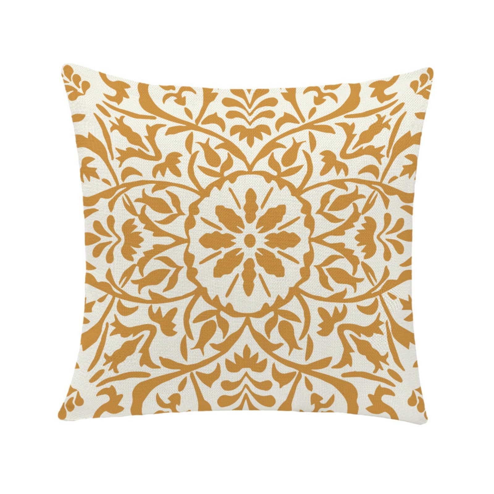 Cushion Covers 40cm x 40cm Yellow Flowers Sofa Cushion Cover Linen with Invisible Zippers,Throw Pillow Covers for Bedroom Home Decor