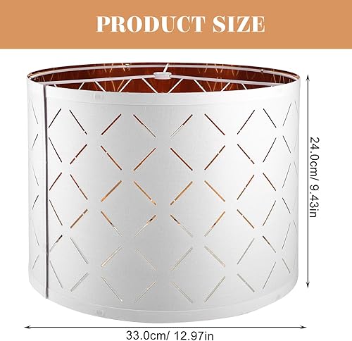 Miniatura 4 de PRETYZOOM Pantalla mediana blanca para lámpara de mesa, lámpara de pie, pantalla hueca para el hogar, 13 x 9 pulgadas (necesita montaje)